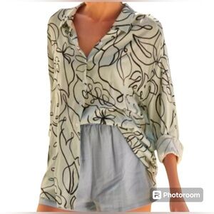 Sugarlips Grow With You Dalton Boyfriend Button Down Shirt Blue Black